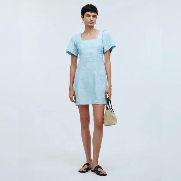Madewell Square-Neck Mini Dress in 100% Linen